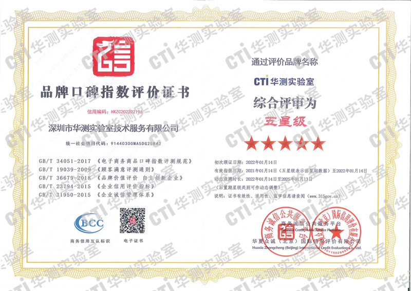 3A证书-品牌口碑指数评价