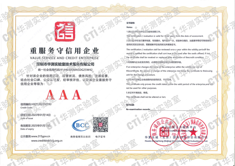 3A证书-重服务守信用企业